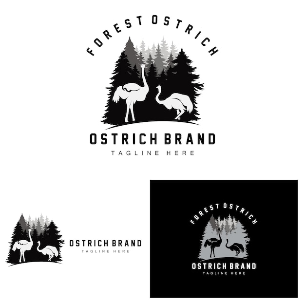 Ostrich Logo Design Desert Animal Illustration Living In The Forest Vector Camel Brand Product