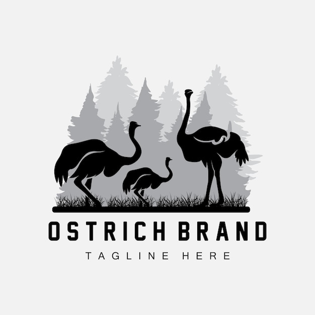 Ostrich Logo Design Desert Animal Illustration Living In The Forest Vector Camel Brand Product