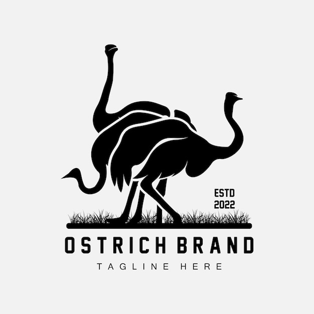 Ostrich Logo Design Desert Animal Illustration Living In The Forest Vector Camel Brand Product