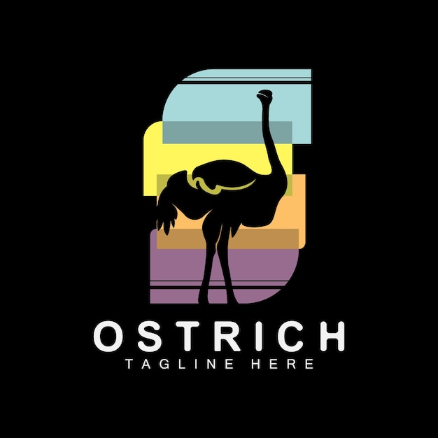 Ostrich Logo Design Desert Animal Illustration Living In The Forest Vector Camel Brand Product