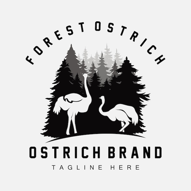 Ostrich Logo Design Desert Animal Illustration Living In The Forest Vector Camel Brand Product