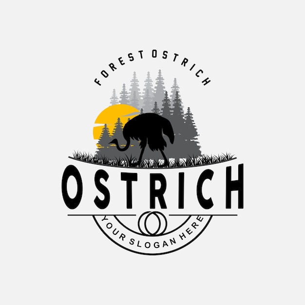 Ostrich Logo Design Desert Animal Illustration Living In The Forest Vector Camel Brand Product