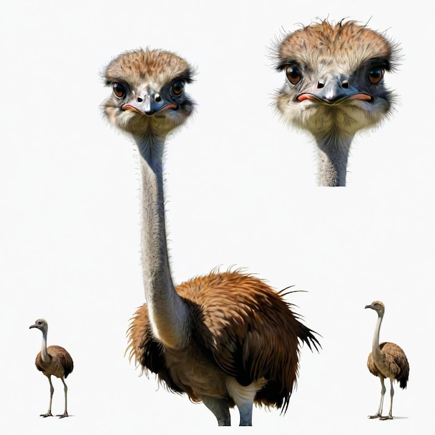 Vector ostrich vector set white background isolated a high qua