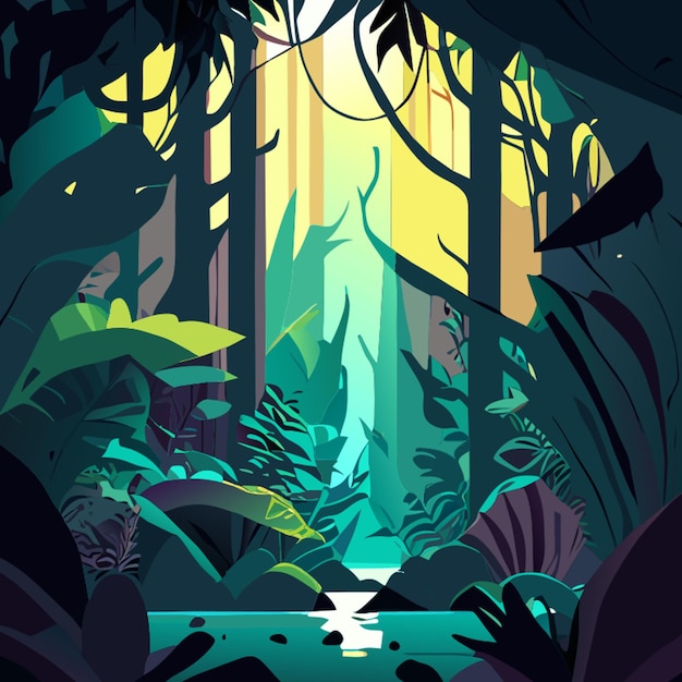 an otherworldly forest with glowing fern leaves as a portal to a hidden realm vector illustration