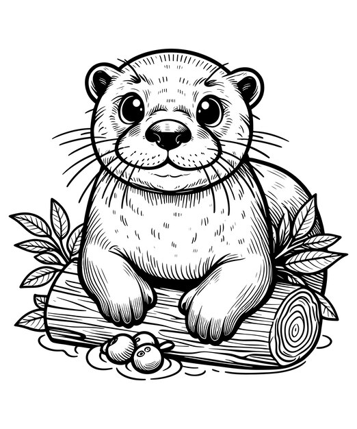 Vector otter coloring page