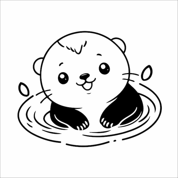 Otter Floating on its Back Vector Coloring page for Kids