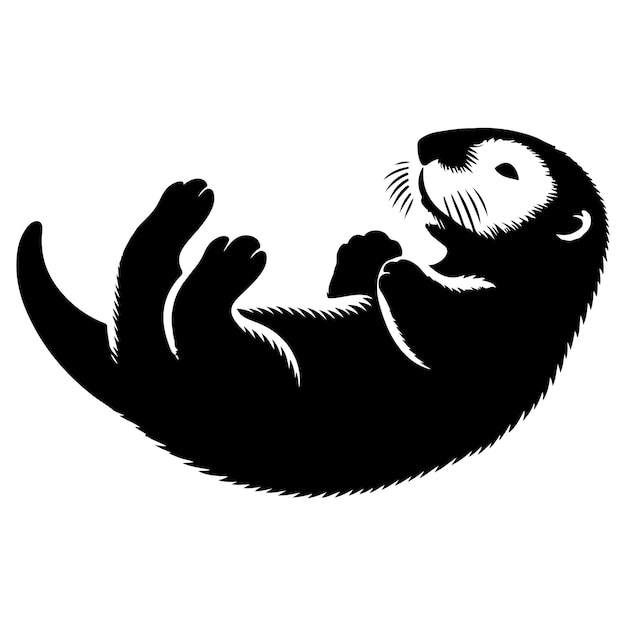 Vector otter silhouette illustration white background