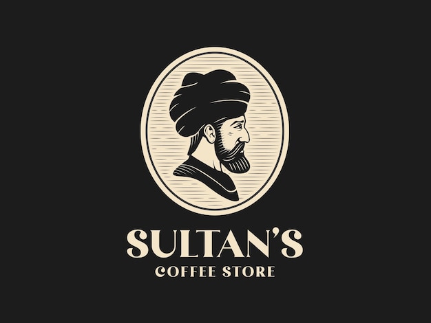 Ottoman sultan vintage coffee shop logo vector