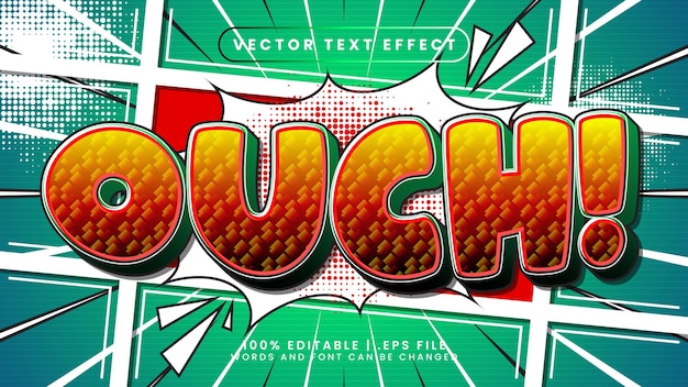 Ouch comic 3d editable text effect with red and blue text style