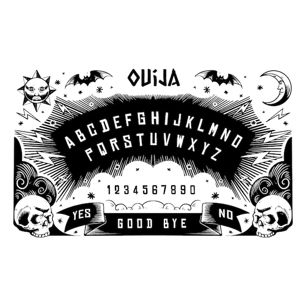 Ouija board In Hand Drawn Illustration