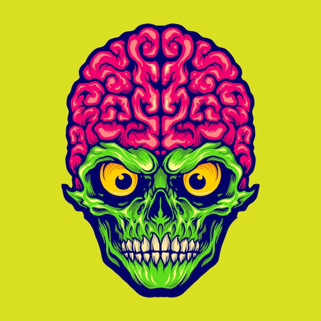 Our Brains Skull Mascot Logo Vector illustrations for your work Logo, mascot merchandise t-shirt, stickers and Label designs, poster, greeting cards advertising business company or brands.