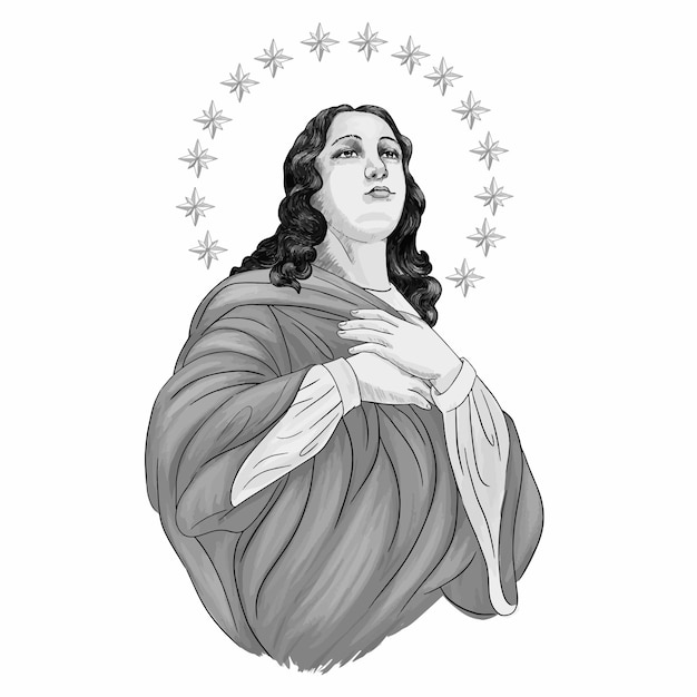 Our Lady Immaculate conception Virgin Mary Vector catholic Illustration