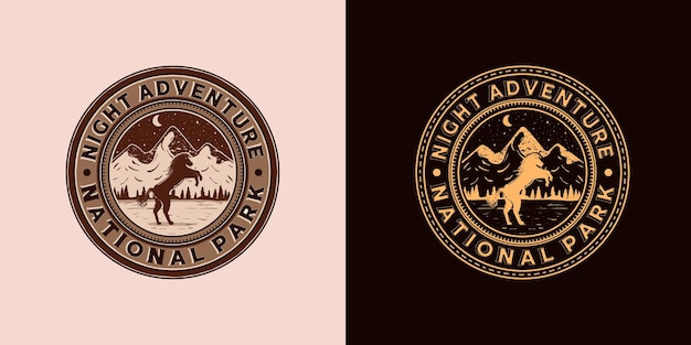 Outdoor Adventure Logo Vector Illustration Design Exclusive Vintage Style Adventure Logo Design