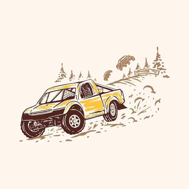 Vector outdoor apparel illudtration nature design mountain beach paradise deer tree truck jeep dog hunting duck van campervan