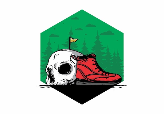 Outdoor boots and skull illustration