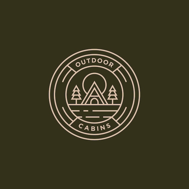 outdoor cabins adventure minimalist line art logo template vector illustration design