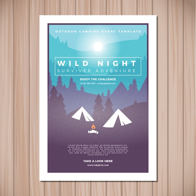 Vector outdoor camping poster template