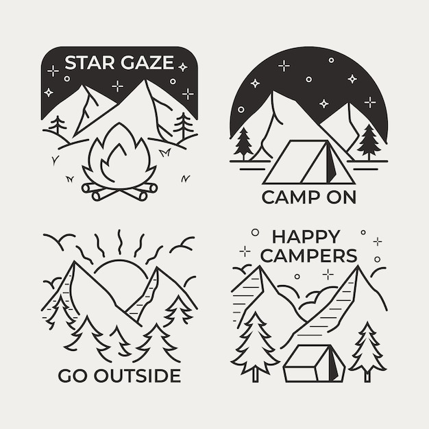 Outdoor Camping Scene Simple Line