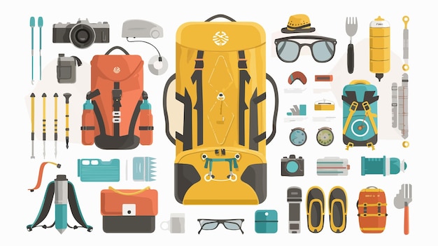 Outdoor Equipment and Adventure Gear on a Clean Background