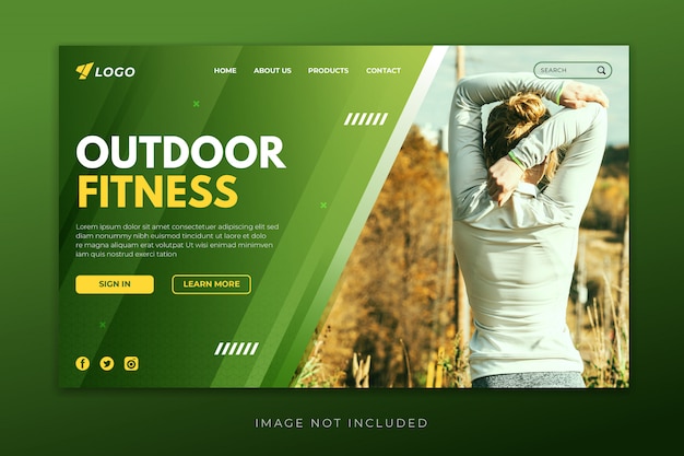 Vector outdoor fitness landing page template