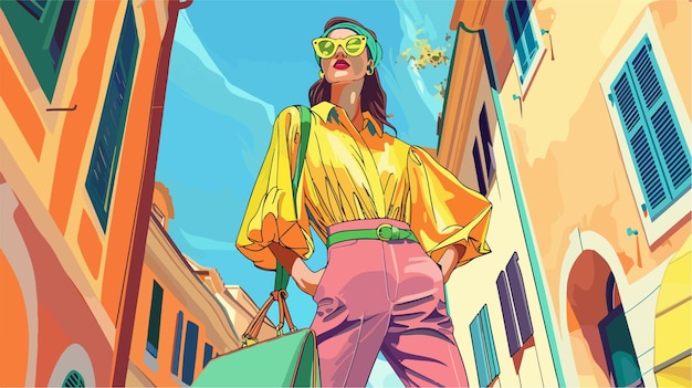 Vector outdoor fullbody fashion vector illustration