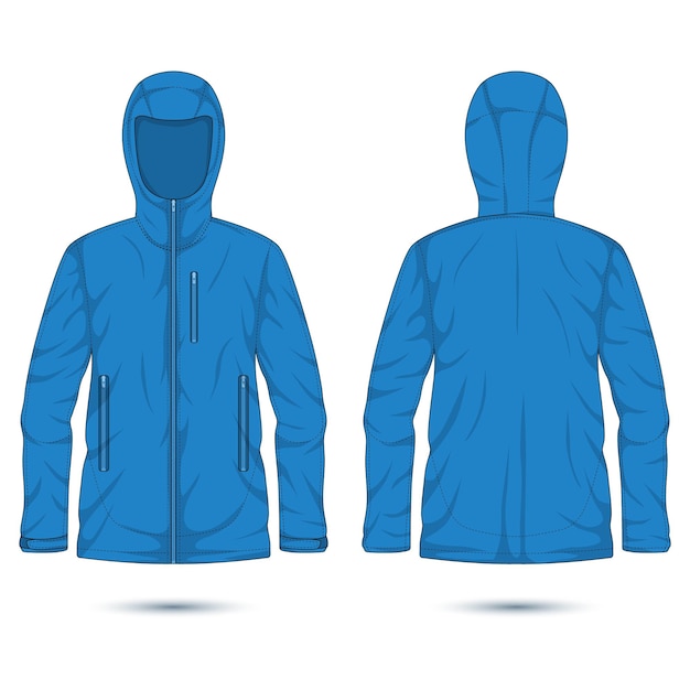 Vector outdoor hiking jacket mockup front and back view