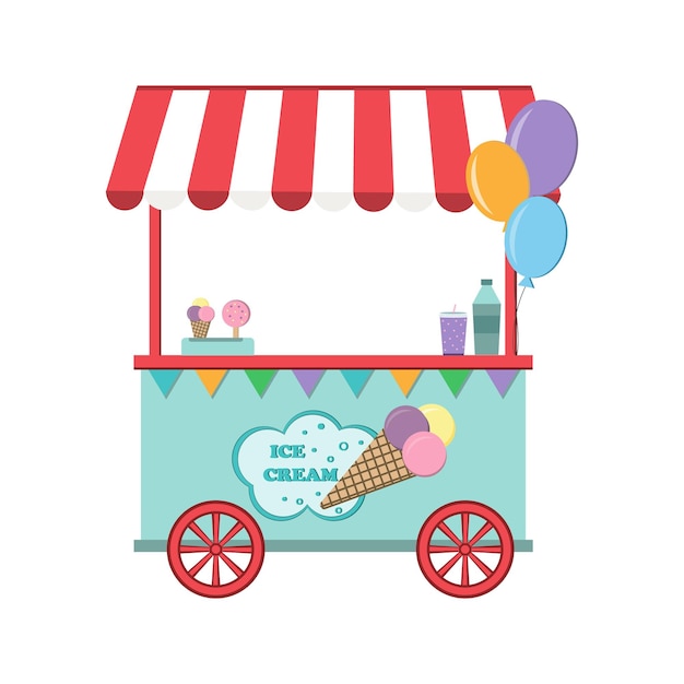 Outdoor ice cream parlor color isolated vector illustration on white background