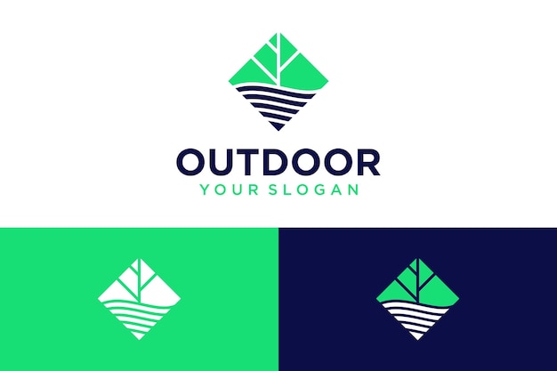 outdoor logo design with landscape and adventure