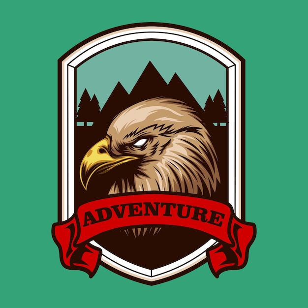 Outdoor logo style with bald eagle