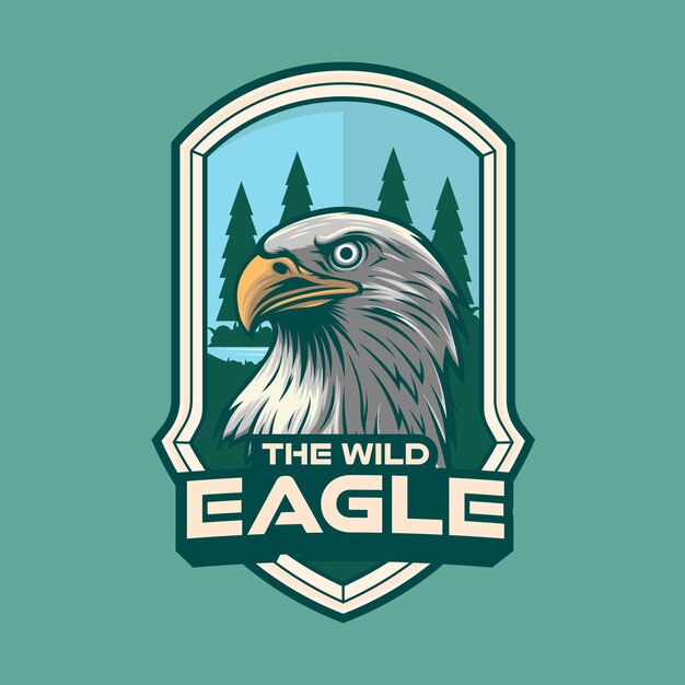 Outdoor logo style with bald eagle