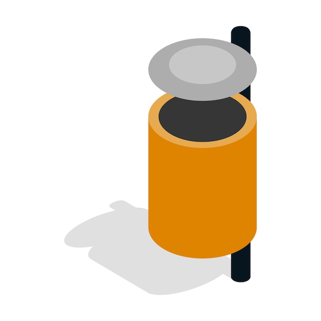 Outdoor orange bin icon in isometric 3d style on a white background