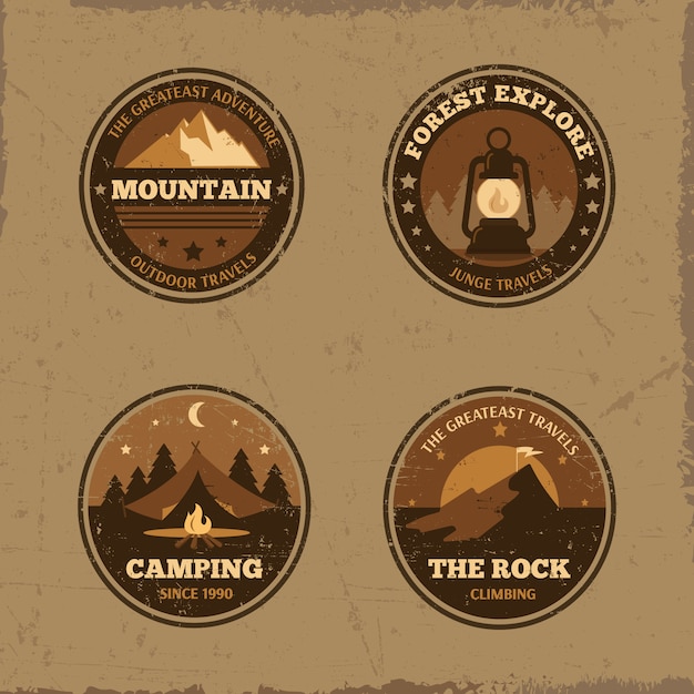 Outdoor retro emblems badge collection