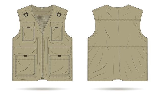 Vector outdoor vest mockup military army vest