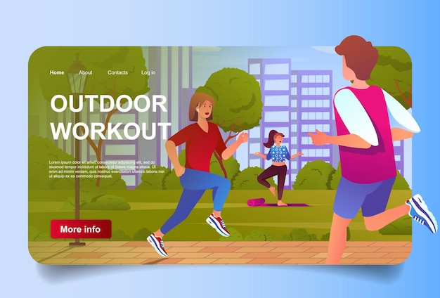 Vector outdoor workout concept in cartoon design for landing page