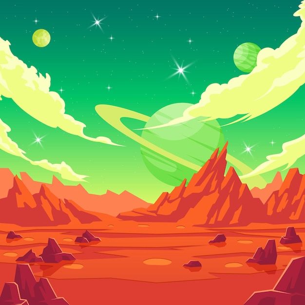 Outer Space Mars Planet Landscape Background