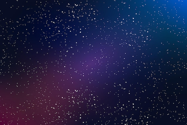 Vector outer space starry night sky with glow nebula cosmos and galaxy vector