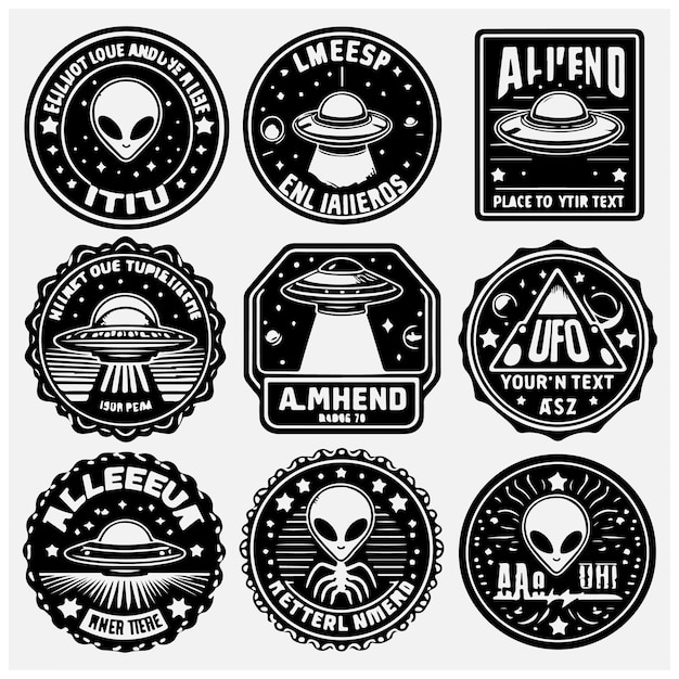 Vector outerspace and aliens collection stock illustration