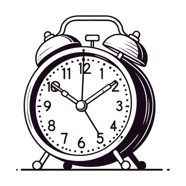 Vector outline alarm clock vector illustration