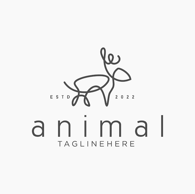 Outline Antler Logo Illustration of mammal horn