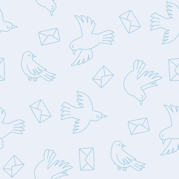 Vector outline bird dove mail vector seamless pattern illustration design