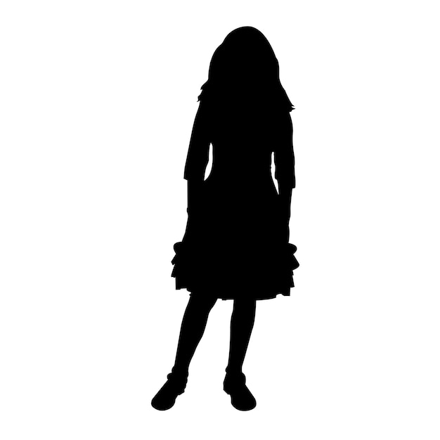 Outline black silhouette of a girl standing