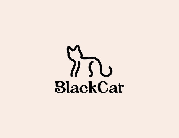 Outline cat logo design illustration