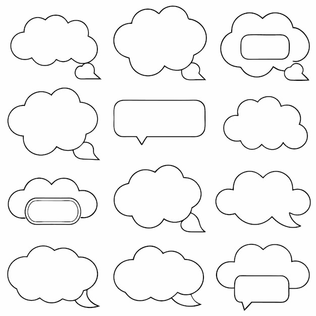 Vector outline chat bubbles elements set