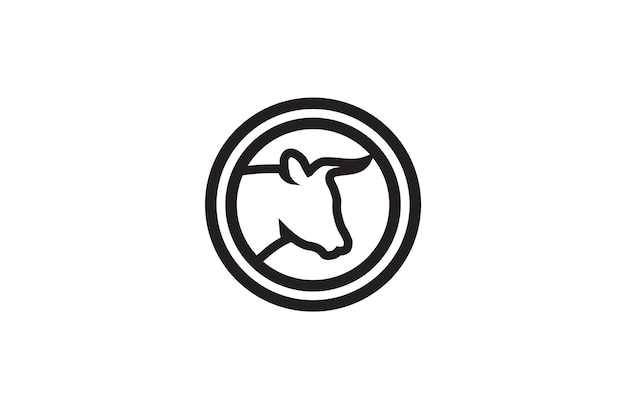 Outline Cow Logo Template in a circle