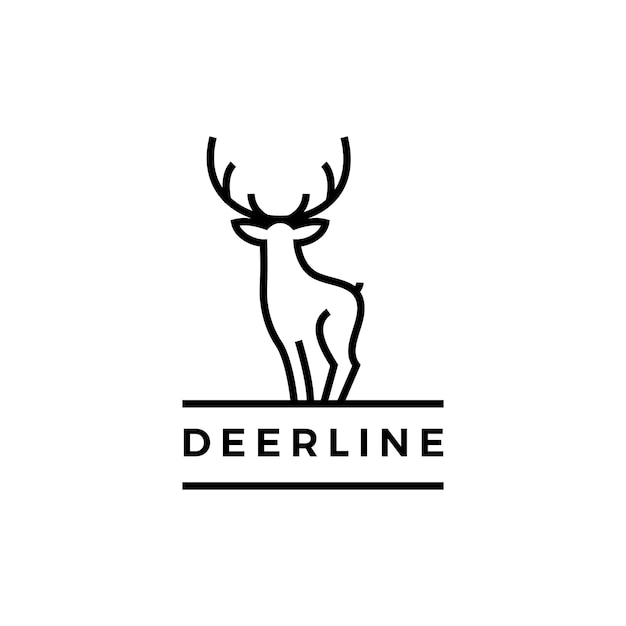 Outline deer line art logo vector icon template illustration