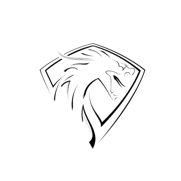 outline design logo dragon shield