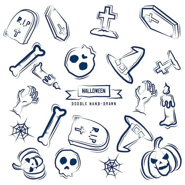 Outline doodle pattern Halloween vector