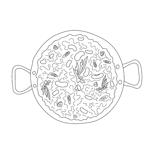 Outline drawing of chili con carne in a large pot Traditional Mexican cuisine Latin American food