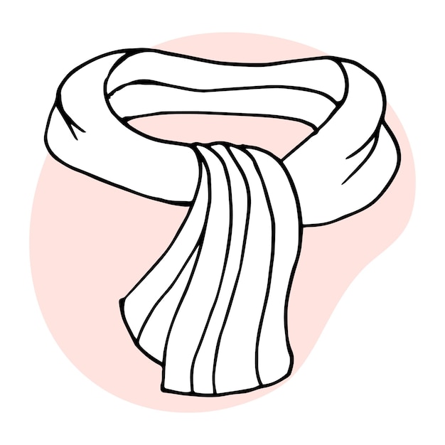 Outline drawing of a women's summer scarf. Line drawing by hand for coloring. Print, illustration