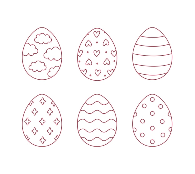 Outline Easter eggs Coloring book Happy Easter Hand drawn vector illustration